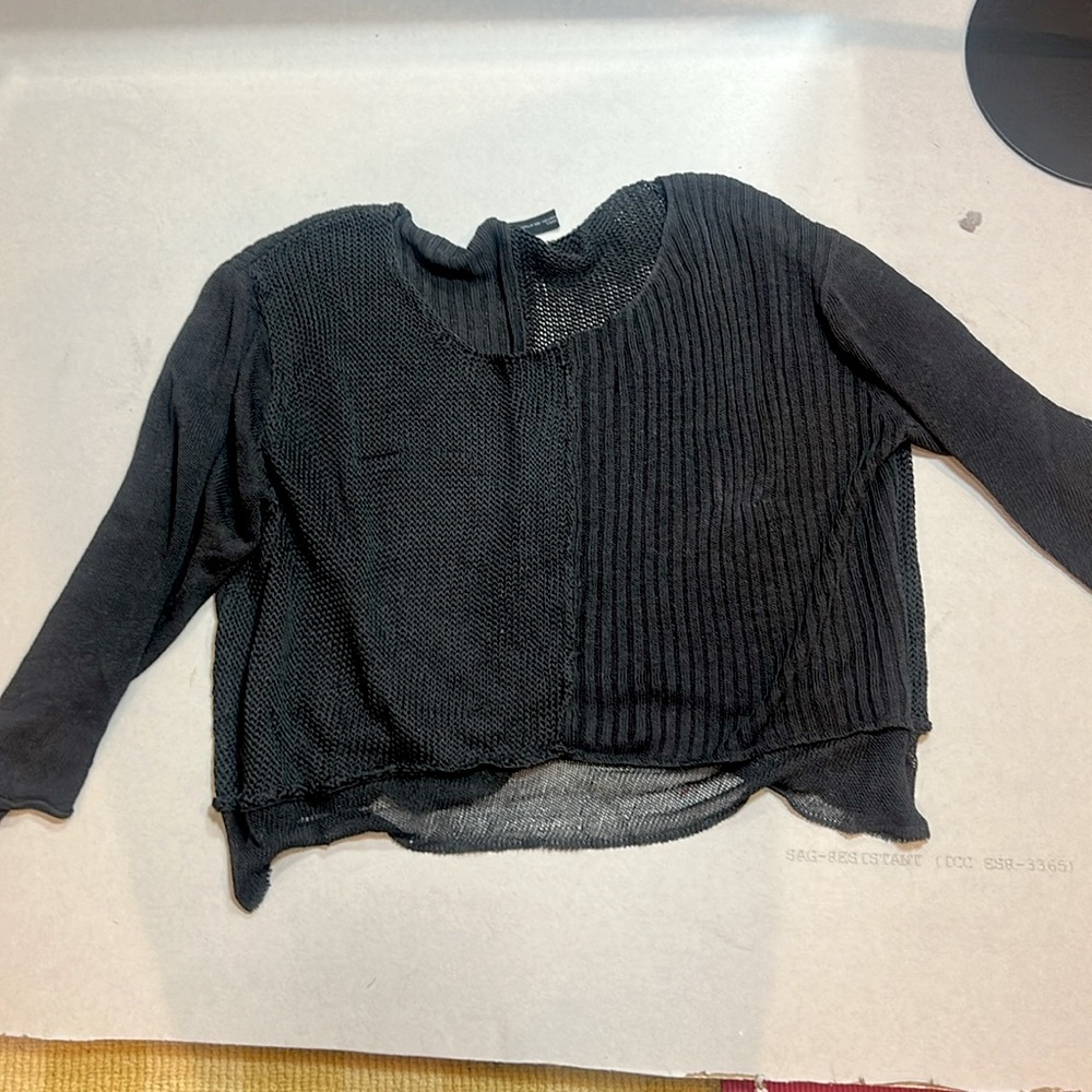 Rundholz size small brown open knit sweater with varied patterns